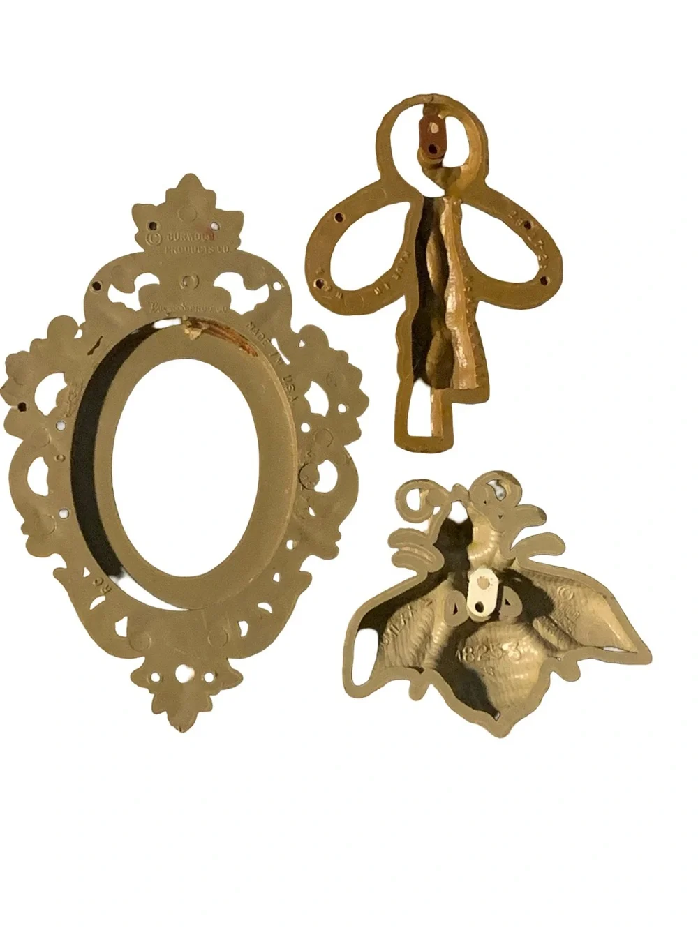 Vintage MCM Gold-Toned Burwood Molded Plastic Wall Decor Lot Of 3